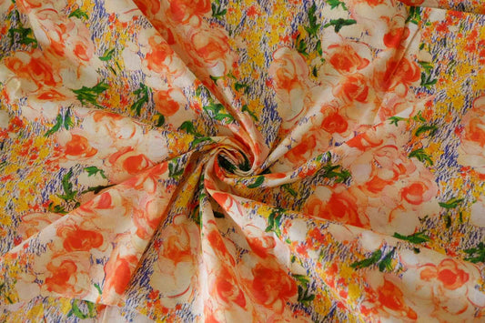 Orange Peony Cotton Lawn – 3.3 yd