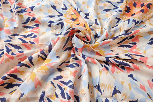 Kaleidoscope Floral Silky Rayon Fabric - 3.28 yd
