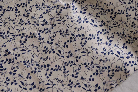 Navy Botanical Linen Lyocell Fabric – 1.6 yd
