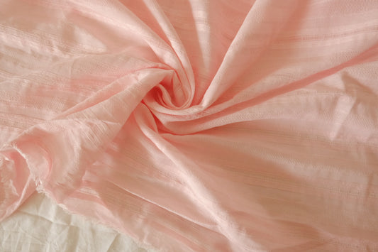 Soft Blush Pink Jacquard Cotton Fabric - 3.3 yd