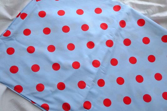 Sky Blue & Red Polka Dot Cotton Lawn – 2.2 yd