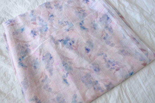Soft Watercolor Floral Tencel Nylon Cotton Blend Fabric — 3.61 yd