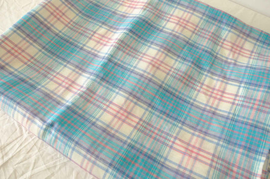 Aqua & Blush Plaid Yarn-Dyed Linen Fabric – 2.19 yd Piece