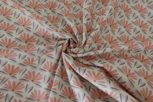 Soft Pink Daisy Cotton Lawn Fabric – Lightweight Floral Cotton Print – 2.5 yd