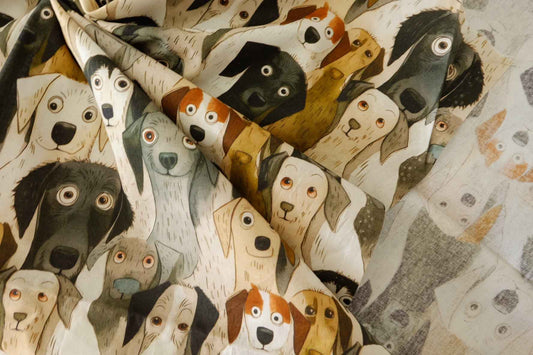 Dog Portrait Cotton Fabric – 2.2 yd