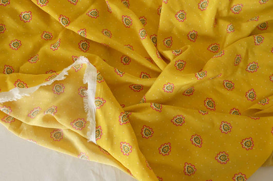 Mustard Paisley Plant-Based Rayon Fabric – 2.7 yd Piece