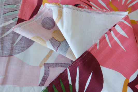 Designer Deadstock Bold Floral Linen Fabric – 1.6 yd