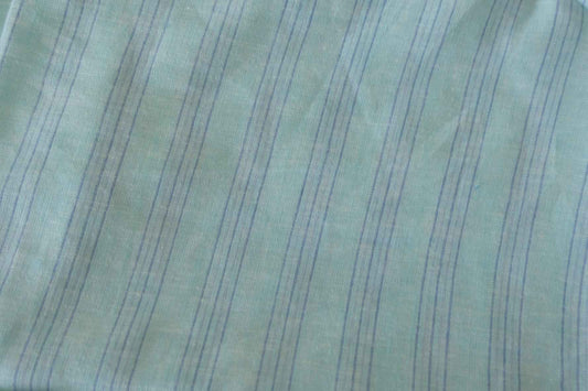 Aqua Striped Cotton Linen Fabric – 2.2 yd