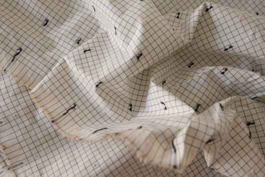 Yarn-Dyed Grid Cotton with Clipped Dot Detail – 2.2 yd
