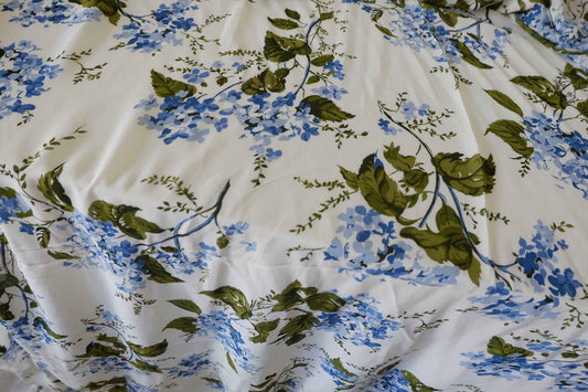 Blue Floral Soft Matte Viscose Fabric – 2.2 / 3.3 yd