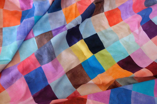 Colorful Plaid Rayon Challis Fabric – 2.7 yd