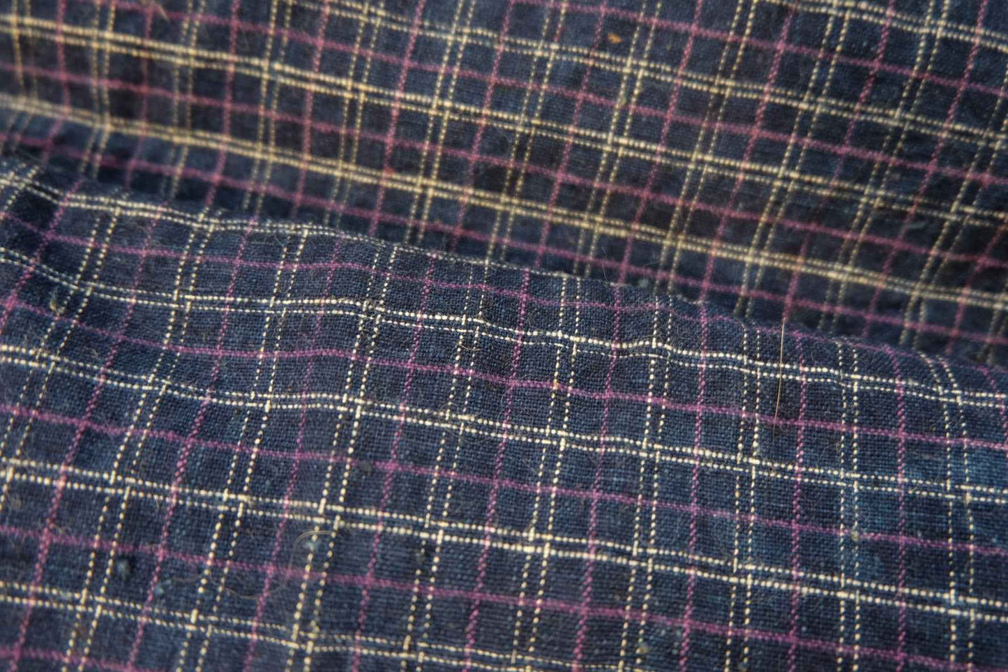 1940s Archival Tǔbù: 'Violet Grid' on Xiaohua Mian Cotton Pre - washed - BUBBO