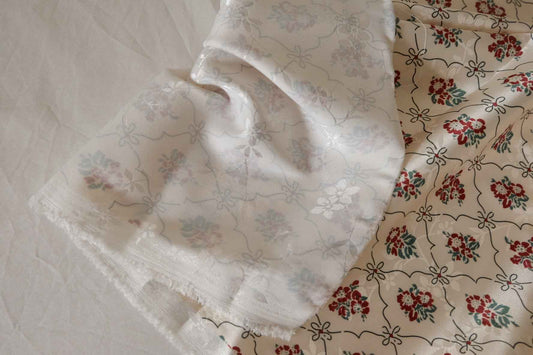 Floral Jacquard Satin Polyester Fabric – 3.3 yd