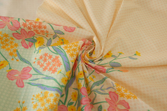 Pastel Garden Floral Cotton Poplin Fabric – 2.2 yd
