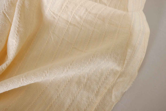 Ivory Cotton Jacquard Textured Fabric – 1.6 yd