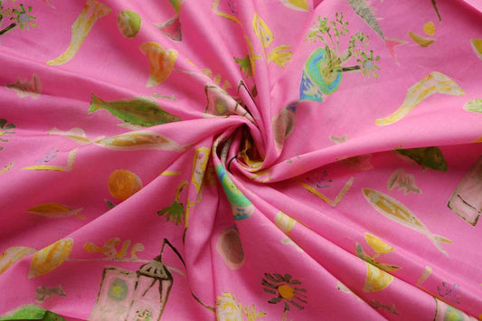 Whimsical Pink Print Cotton Lawn – 2.2 yd