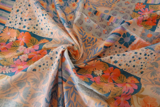 Vintage Botanical Patchwork Rayon Poplin – 2.2 yd