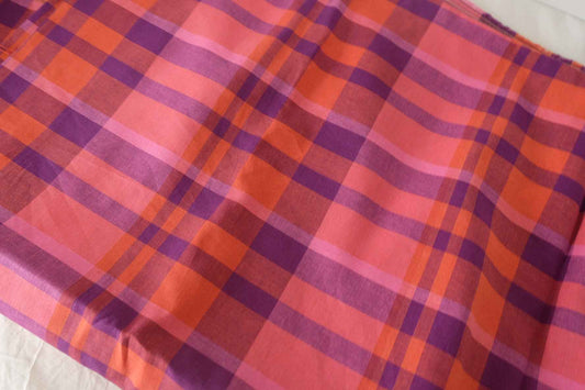 Washed Raspberry Plaid Linen Cotton – 2.2 yd
