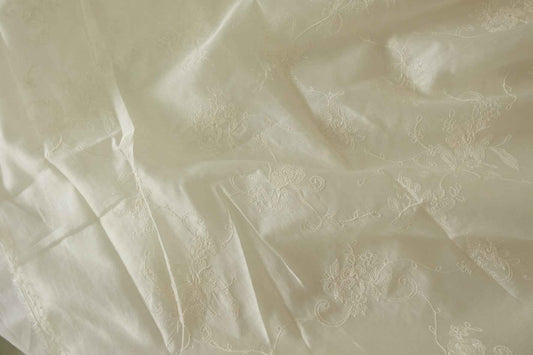 White Embroidered Tencel Fabric - 3.3 yd