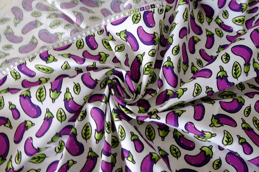 Eggplant Print Cotton Poplin Fabric – 2.2 yd