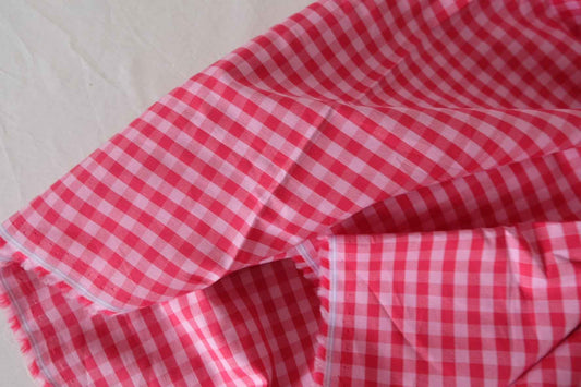 Pink Gingham Cotton Fabric – 2.2 yd