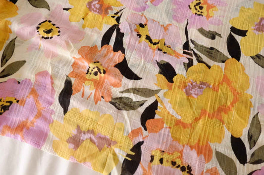 Painterly Floral Textured Cotton Fabric – 3.3 Yards