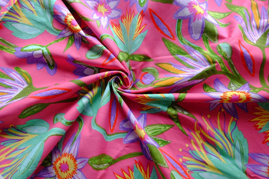 Pink Botanical Cotton Linen Canvas – 3.3 yd