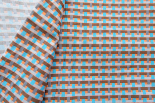 3 for 58 | Retro Geometric Cotton Poplin Fabric — 3.28 Yards