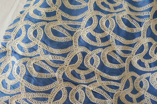 Embroidered Tencel Cotton Denim Fabric – 1.5 yd