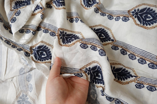 Folk Stripe Lyocell Linen Fabric - 1.64 yd