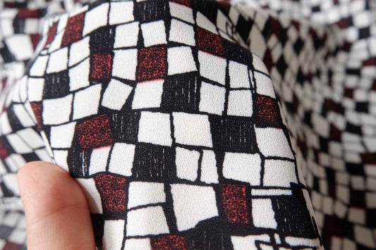 Mosaic Checker Heavy Chiffon Fabric - 2.19 Yards