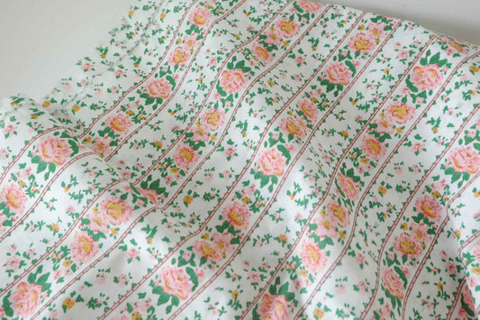 Vintage Rose Stripe Cotton Poplin Fabric – 3.3 yd