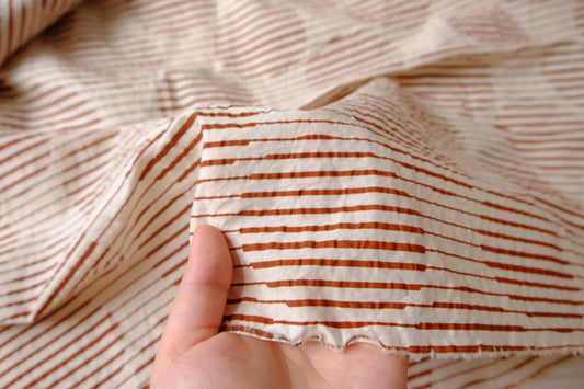 Caramel Stripe Textured Cotton Poplin — 3.28 yd