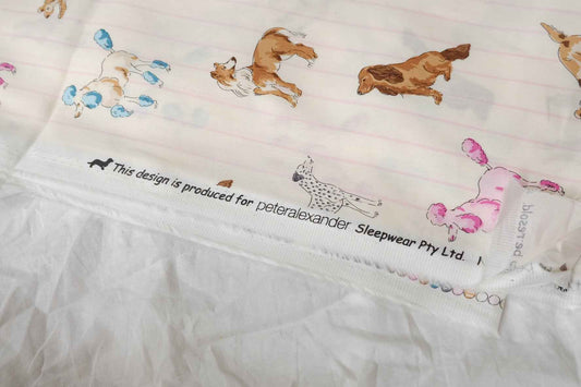 Playful Dog Cotton Sateen Fabric, Silky Lightweight 80s Cotton, 3.28 Yards