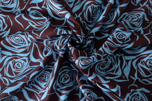 Blue Rose Rayon Challis Fabric – 2.7 yd