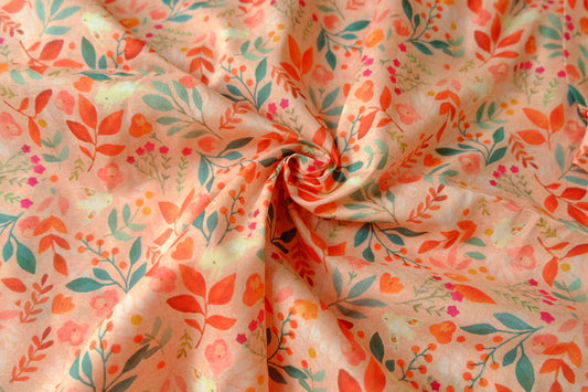 Peach Garden 80s Cotton Poplin Fabric 2.2 Yards