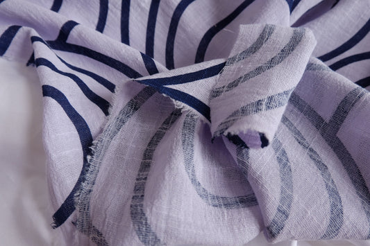 Black Line Double Gauze Cotton-Linen Fabric - 2.73 yd