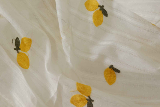 Embroidered Lemons Jacquard Cotton – 1.6 yd
