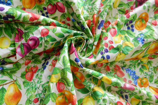 Bright Fruit Garden Stretch Cotton Twill Fabric - 2.62 yd