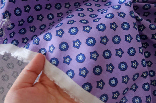 Purple Mini Floral Cotton Poplin Fabric – 2.2 yd