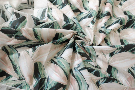 Soft Tropical Leaf Cotton Lawn Fabric — 3.17 yd