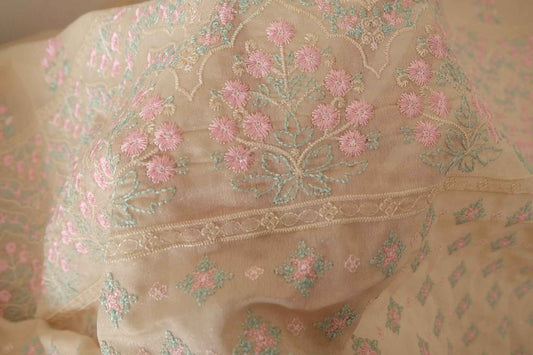 Single-Border Embroidered Mulberry Silk Fabric – 2.2 yd