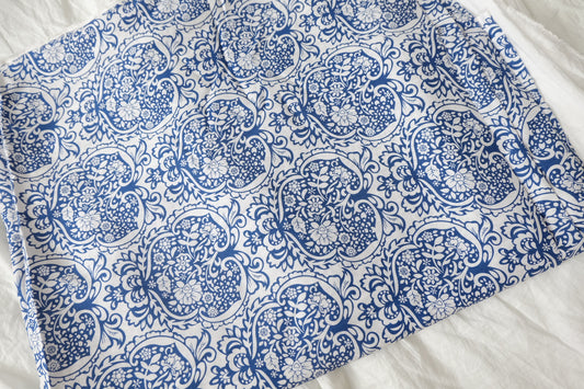 Blue & White Ornamental Tencel Cotton, 1.64 Yards