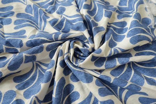 Blue Abstract Tencel Cotton Fabric, 1.70 Yards