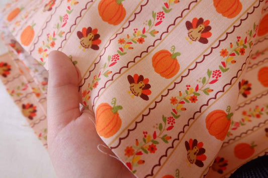 Autumn Pumpkin & Turkey Cotton Twill – 2.2 yd
