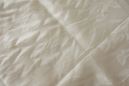 White Floral Flocked Polyester Mesh – 2.19 yd