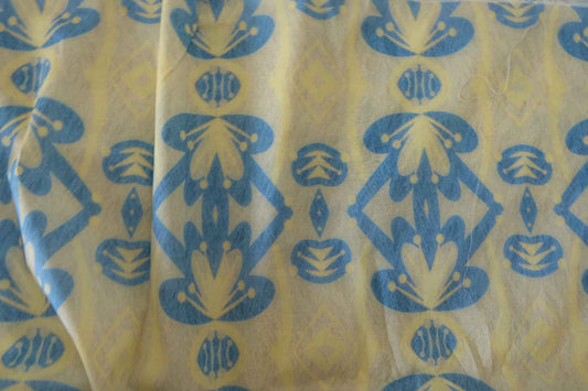 Blue Geometric Floral Cotton Poplin Fabric – 2.2 yd