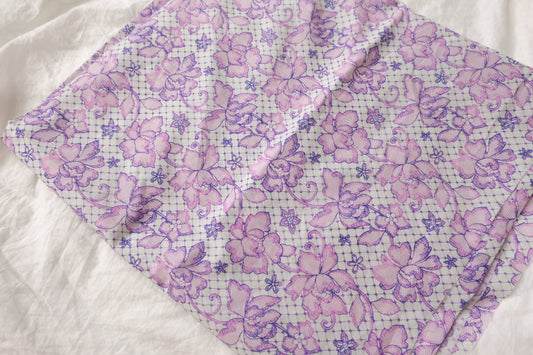 Violet Lace Floral Cotton Lawn Fabric - 1.64 yd