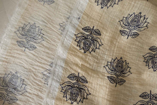 Line Drawing Floral Tencel Cotton Fabric – 1.6 Yards