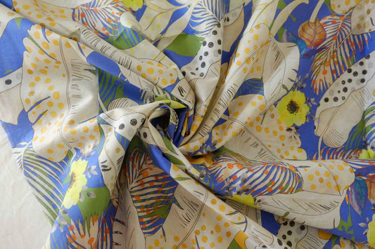 Tropical Feather Floral Lightweight Cotton Lawn Fabric – 4 yd
